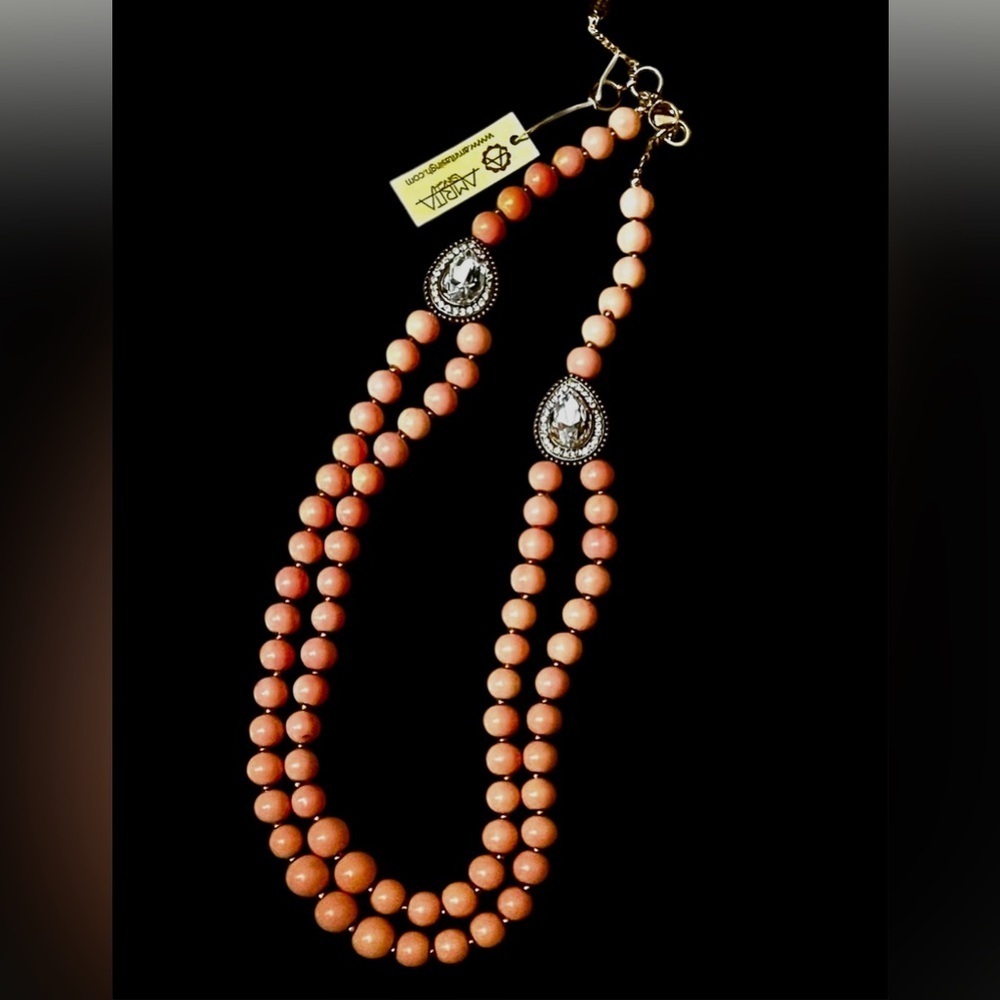 Amrita Singh Peach Glass Necklace NWT
